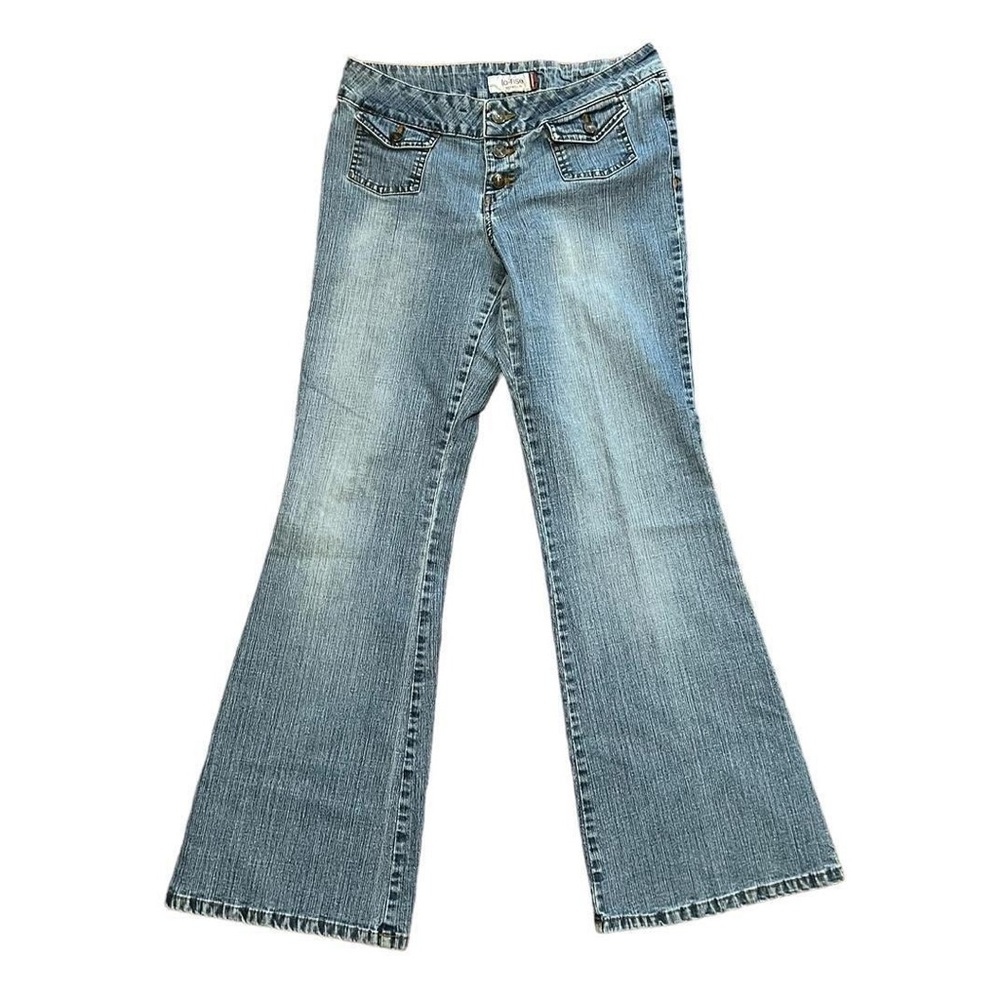 Y2K Jordache Women's/Junior’s Blue Faded Low Rise Flared Denim Jeans Size 7/8